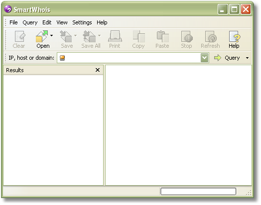 IP Address and Domain Lookup - SmartWhois - Main Window and Menu